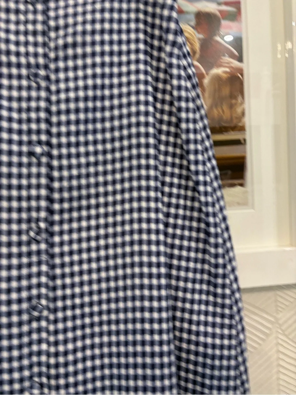 Reformation Navy and White Gingham Button-Front Midi Skirt